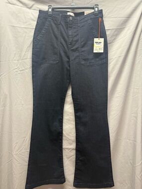 Knox Rose Black Flare Jeans with Front Patch Pockets